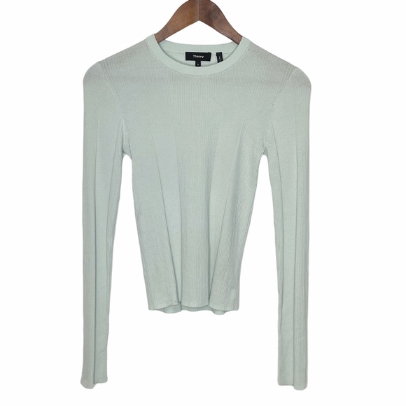 Theory Mint Green Ribbed Crew Neck Sweater - Picture 3 of 10